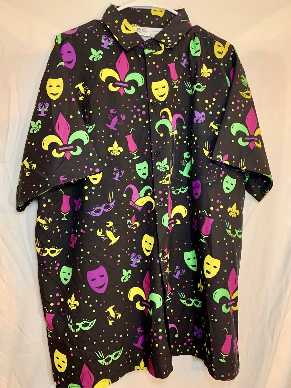 Vibrant Mardi Gras Button Up Shirt